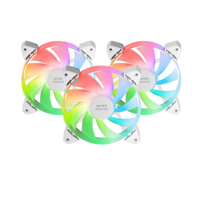 Mars Gaming Kit 3 ventiladores auxiliares ARGB 120mm MF-3A blanco iluminación 360º compatibilidad total
